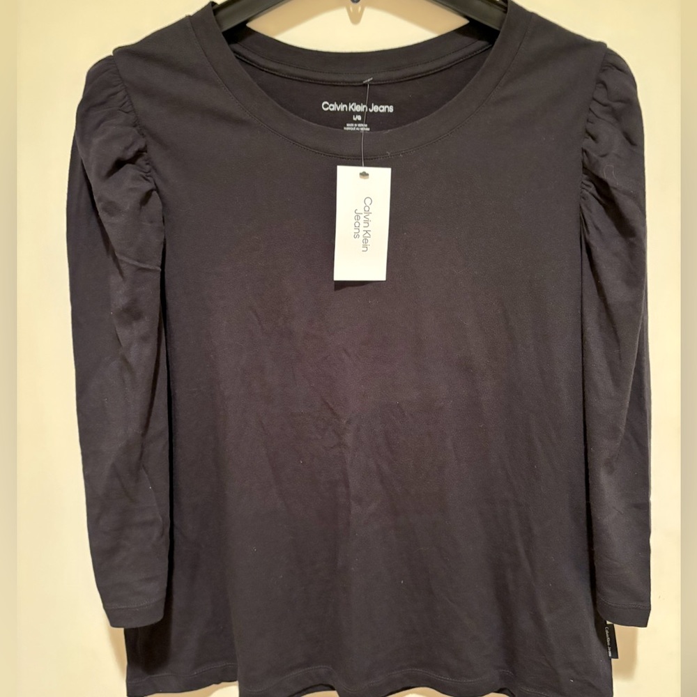 NWT Calvin Klein Top 3/4 sleeves black Size L